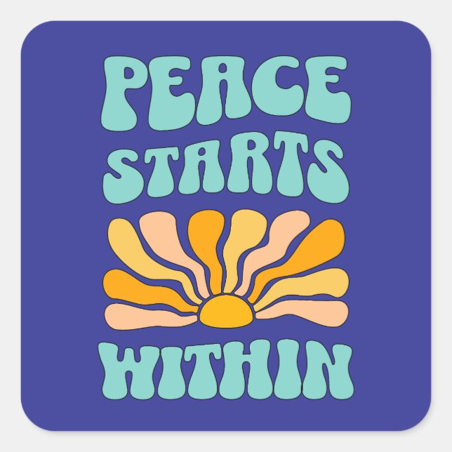 Frieden beginnt in quadratischer aufkleber (Vorderseite)