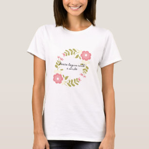 Frieden beginnt mit einem Lächeln rosa und grün fl T-Shirt