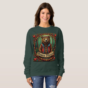 Frieden Bitte Niedlicher Braunbär Sweatshirt