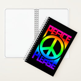 Frieden Bitte Regenbogen-Lettering Notizbuch