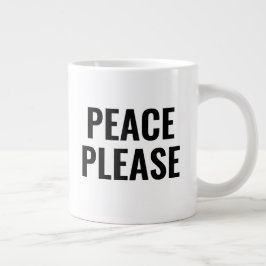 Frieden bitte schwarz-weißer Text gegen den Krieg  Jumbo-Tasse