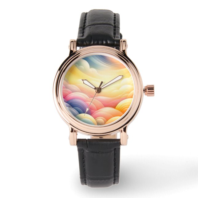 Frieden finden in den Puffy Dreamy Coluds Armbanduhr (Vorderseite)