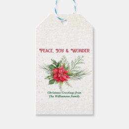 Frieden Freude und Wunder Roter Poinsettia Weihnac Geschenkanhänger