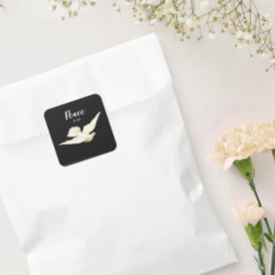 Frieden für alle Weiße-Taube-Weihnachtsgrüße Vogel Quadratischer Aufkleber