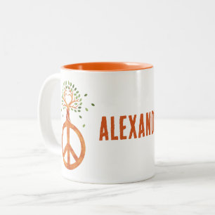 Frieden für Bäume - Flower Power Herz 1 Zweifarbige Tasse