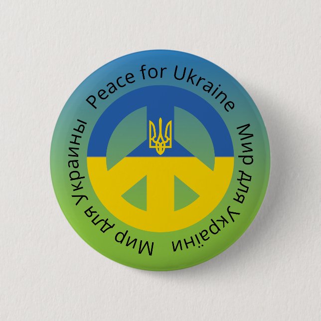 Frieden für die Ukraine in Englisch, Ukrainisch un Button (Vorderseite)