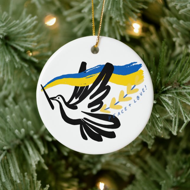 Frieden für die Ukraine Keramik Ornament (Baum)
