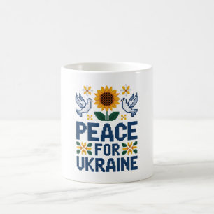 Frieden für die Ukraine Pixel Folkart Kaffeetasse