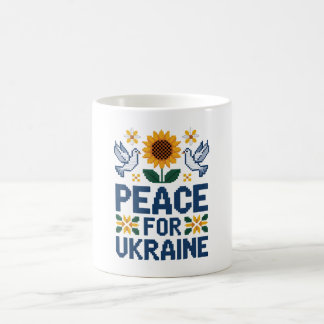 Frieden für die Ukraine Pixel Folkart Kaffeetasse