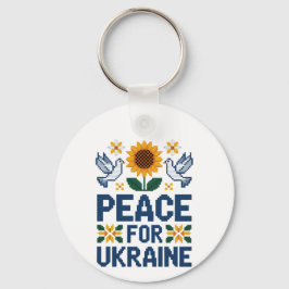 Frieden für die Ukraine Pixel Folkart Schlüsselanhänger