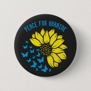 Frieden für die Ukraine. Sonnenblume Symbol des Fr Button