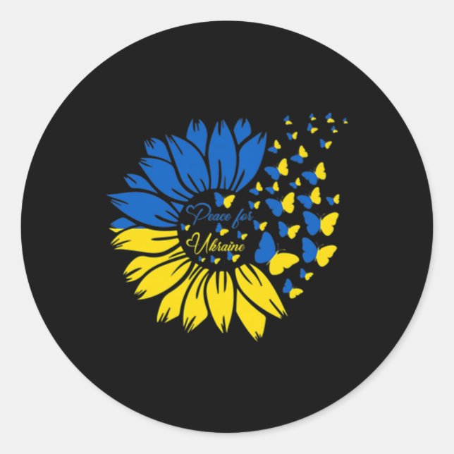 Frieden für die Ukraine Sonnenblume Ukrainischer S Runder Aufkleber (Vorderseite)