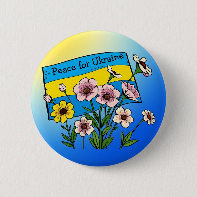 Frieden für die Ukraine | ukrainische Flagge Button (Vorderseite)