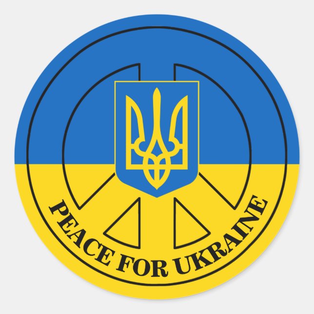Frieden für die Ukraine, ukrainische Flagge, Emble Runder Aufkleber (Vorderseite)