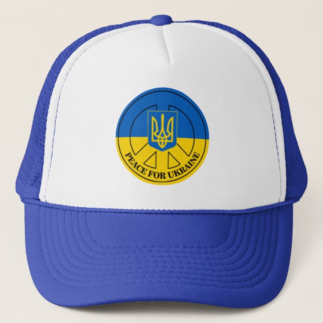Frieden für die Ukraine, ukrainische Flagge, Emble Truckerkappe (Vorderseite)