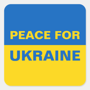Frieden für die Ukraine - ukrainische Flagge Quadratischer Aufkleber