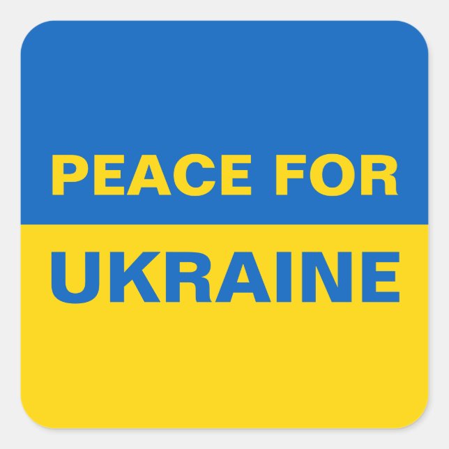 Frieden für die Ukraine - ukrainische Flagge Quadratischer Aufkleber (Vorderseite)