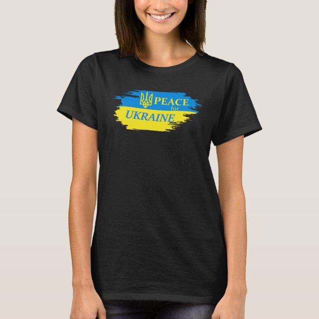 Frieden für die Ukraine ukrainisches Flaggenlogo T-Shirt (Vorderseite)