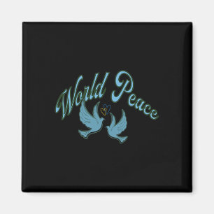 Frieden für die Welt. Inschrift über den Frieden. Magnet