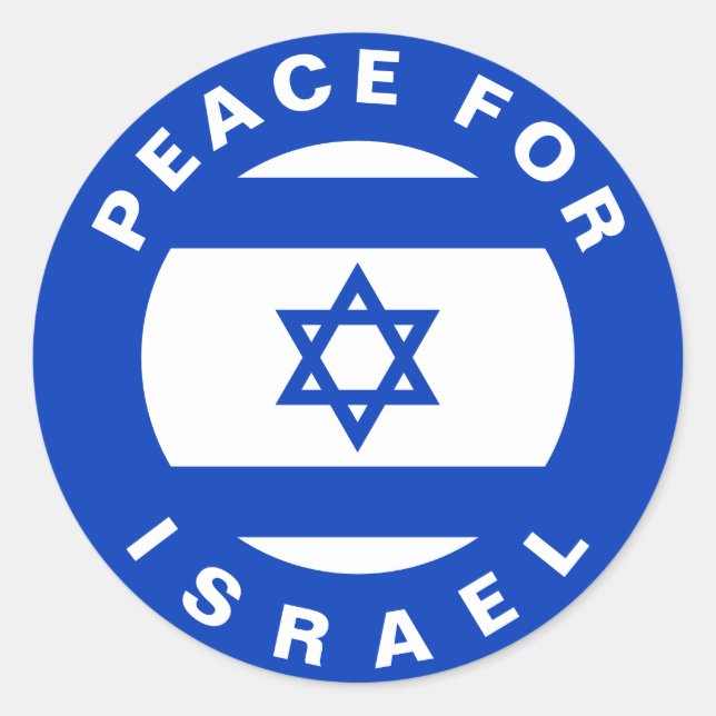 Frieden für Israel blauer Text und Flagge Runder Aufkleber (Vorderseite)