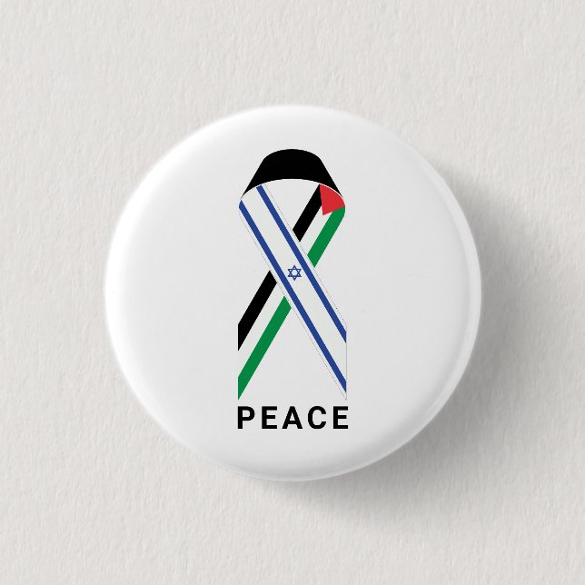 Frieden für Israel und Palästina Flaggenband weiß Button (Vorderseite)