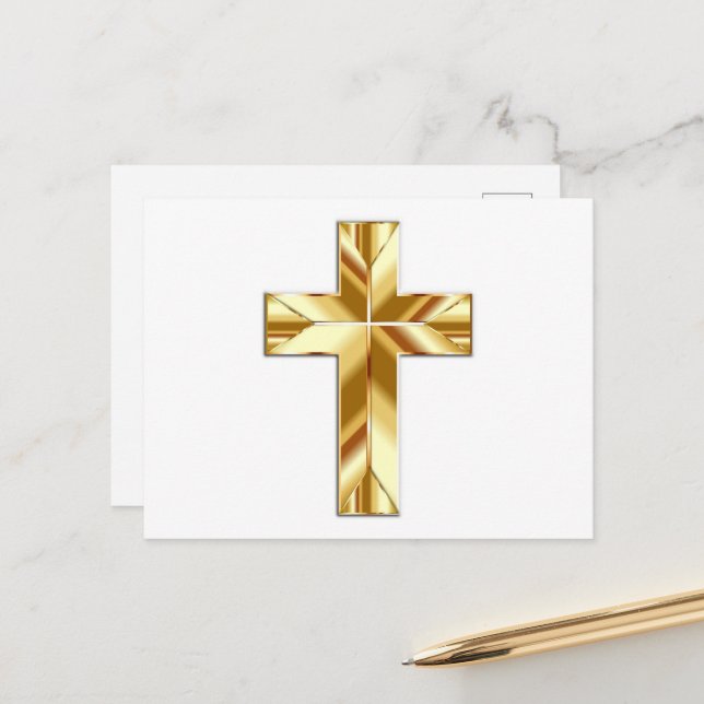 Frieden für Sie, Goldenes Kreuz Postkarte (Vorderseite/Rückseite Beispiel)