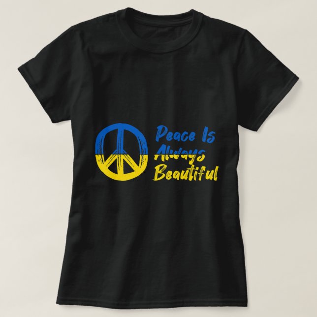 Frieden Ich stehe mit Unterstützung für die Ukrain T-Shirt (Design vorne)