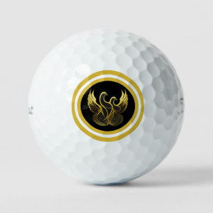 Frieden im Flug mit zwei goldenen Tauben Golfball