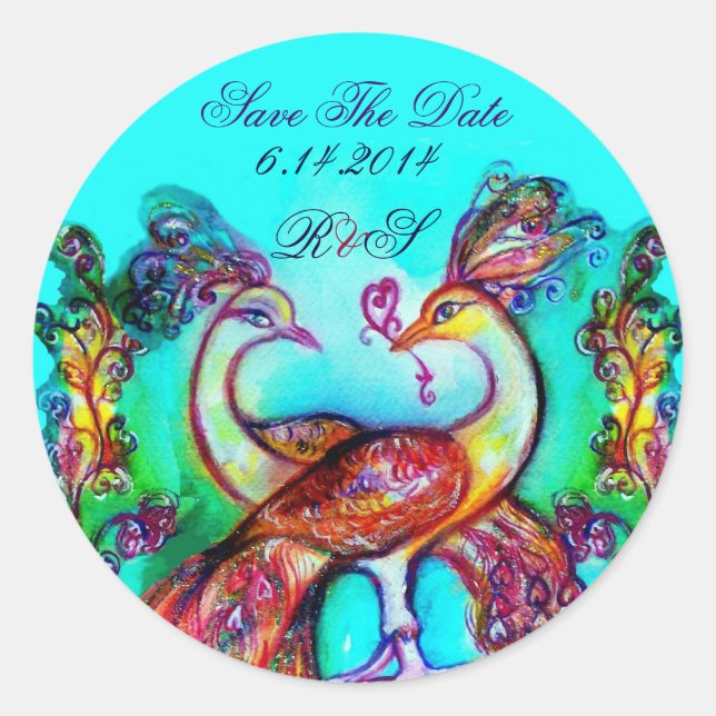 FRIEDEN IM MONOGRAMM DER LIEBE Save the Date Runder Aufkleber (Vorderseite)