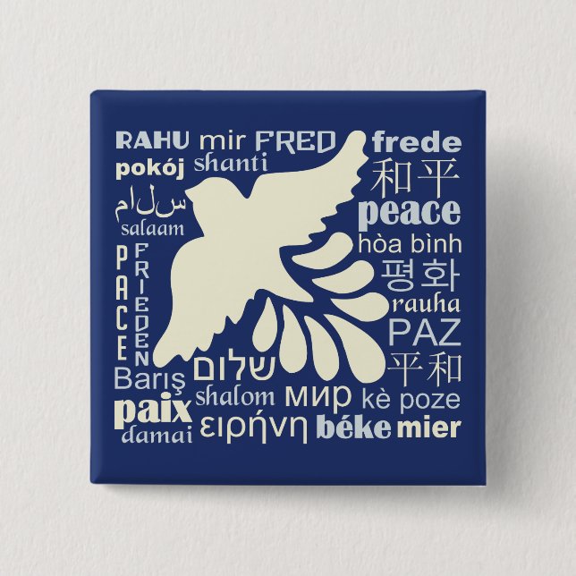 FRIEDEN im viele Sprachknopf Button (Vorderseite)