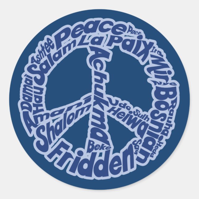 Frieden in allen Sprachen Runder Aufkleber (Vorderseite)