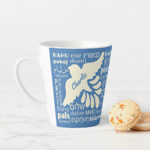 FRIEDEN in den Sprachen individuelle Name und Farb Milchtasse