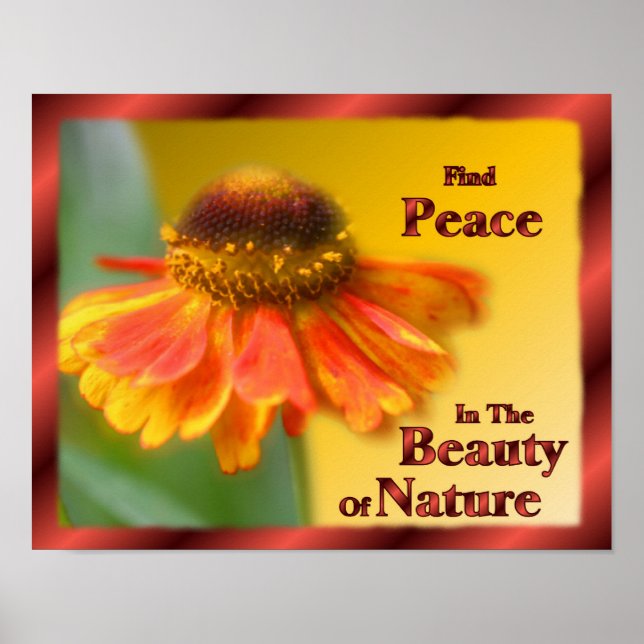 Frieden in der Natur Zinnia Blume Inspiration Poster (Vorne)
