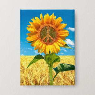Frieden in der Ukraine Sonnenblumenknopf Button