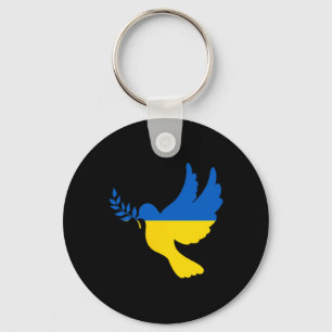Frieden in der Ukraine Taube. Steh mit der Ukraine Schlüsselanhänger
