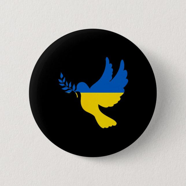Frieden In Der Ukraine Taube. Steht Mit Der Ukrain Button (Vorderseite)