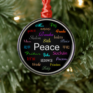 Frieden in der Welt in Schwarz Ornament Aus Metall