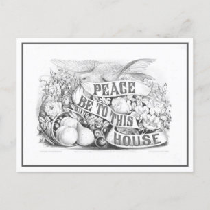 Frieden in diesem Haus Currier & Ives Lithograph Postkarte