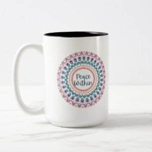 Frieden in Pastel Mandala Zweifarbige Tasse