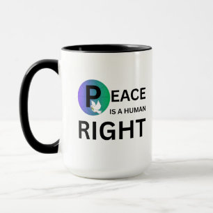Frieden ist ein Menschenrecht Taube und Erdsymbo Tasse