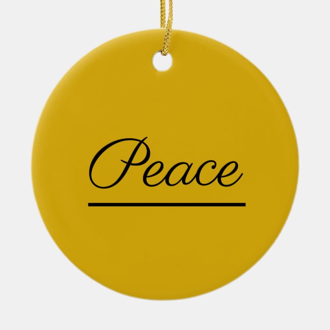 Frieden ist gut: Dunkelgoldfarben Keramik Ornament (Vorne)