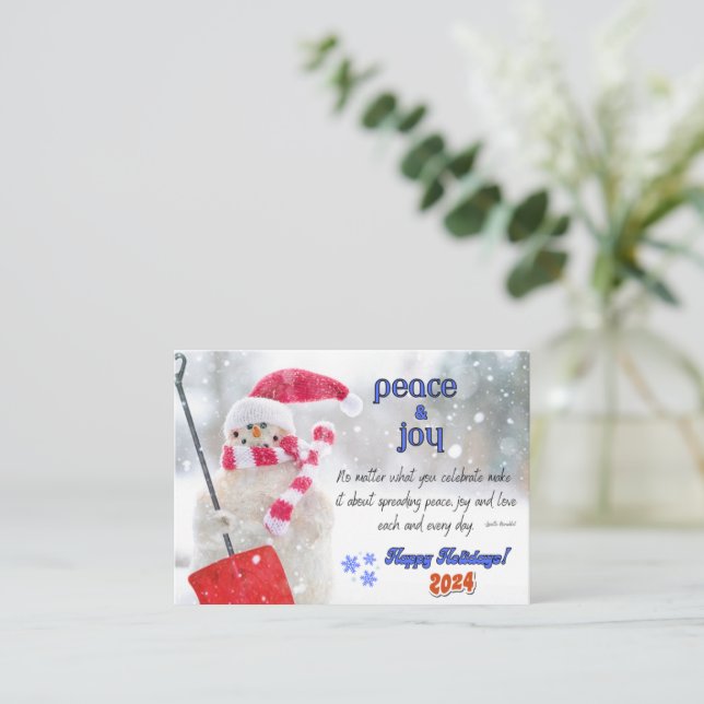 FRIEDEN & JOY HOLIDAY GREETING CARD MITTEILUNGSKARTE (Stehend Vorderseite)