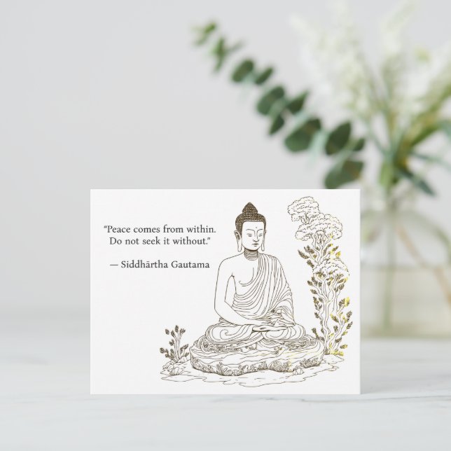 Frieden kommt aus Buddha Postkarte (Stehend Vorderseite)