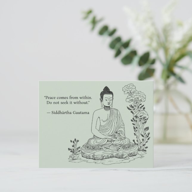Frieden kommt aus Buddha Postkarte (Stehend Vorderseite)