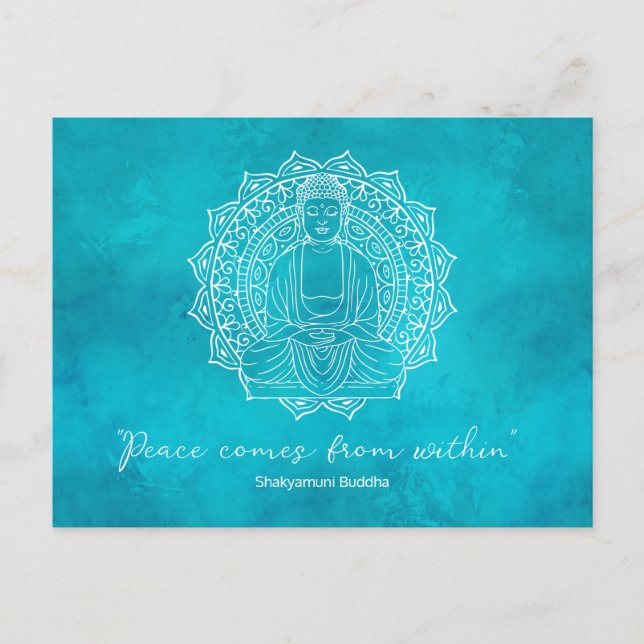 Frieden kommt aus Shakyamuni Buddha | AQUAMARIN Postkarte (Vorderseite)