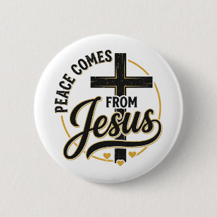 Frieden kommt von Jesus Christliches Kreuz-Shirt Button