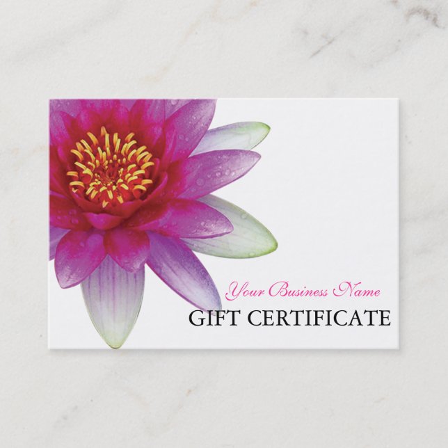 Frieden L schöner rosa Lotus-Geschenkgutschein Rabattkarte (Vorderseite)