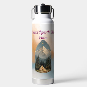 Frieden lebt in den Kiefern Bergmädchen Natur Graf Trinkflasche