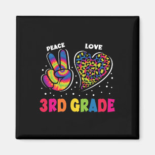 Frieden Liebe 3. Klasse Leopard Tie Dye Zurück zur Magnet
