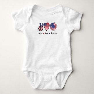 Frieden Liebe Amerika Patriotisches USA-Flagge-Gra Baby Strampler